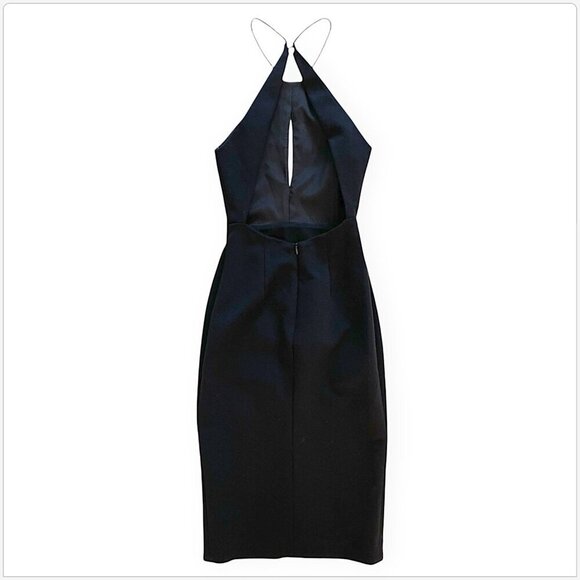 N / Nicholas Black Ponti Rouleau Dress Halter Slit Keyhole Bodycon Sheath Size 0 - Picture 6 of 8
